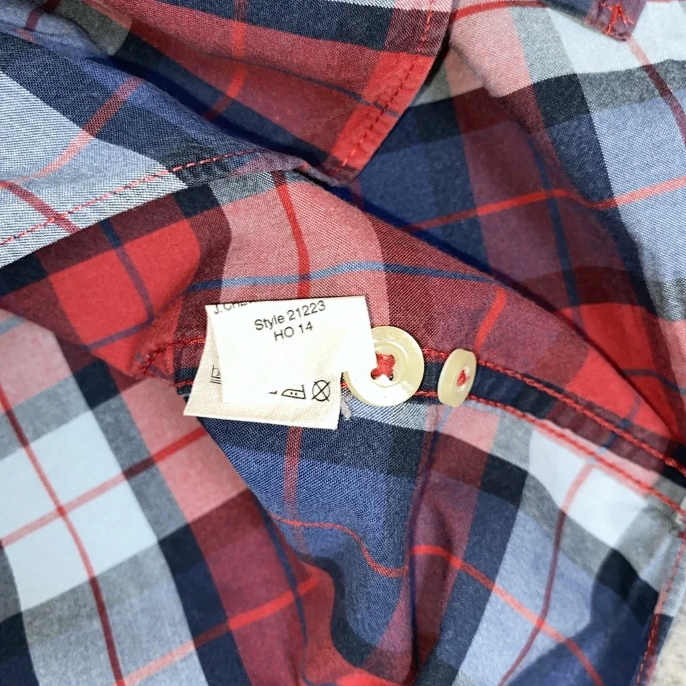 J. Crew Button Down‎ Shirt Men's Large Blue Plaid Casual Preppy Pocket Slim Fit